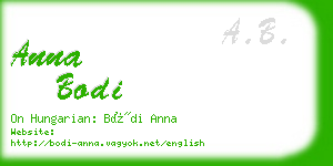 anna bodi business card